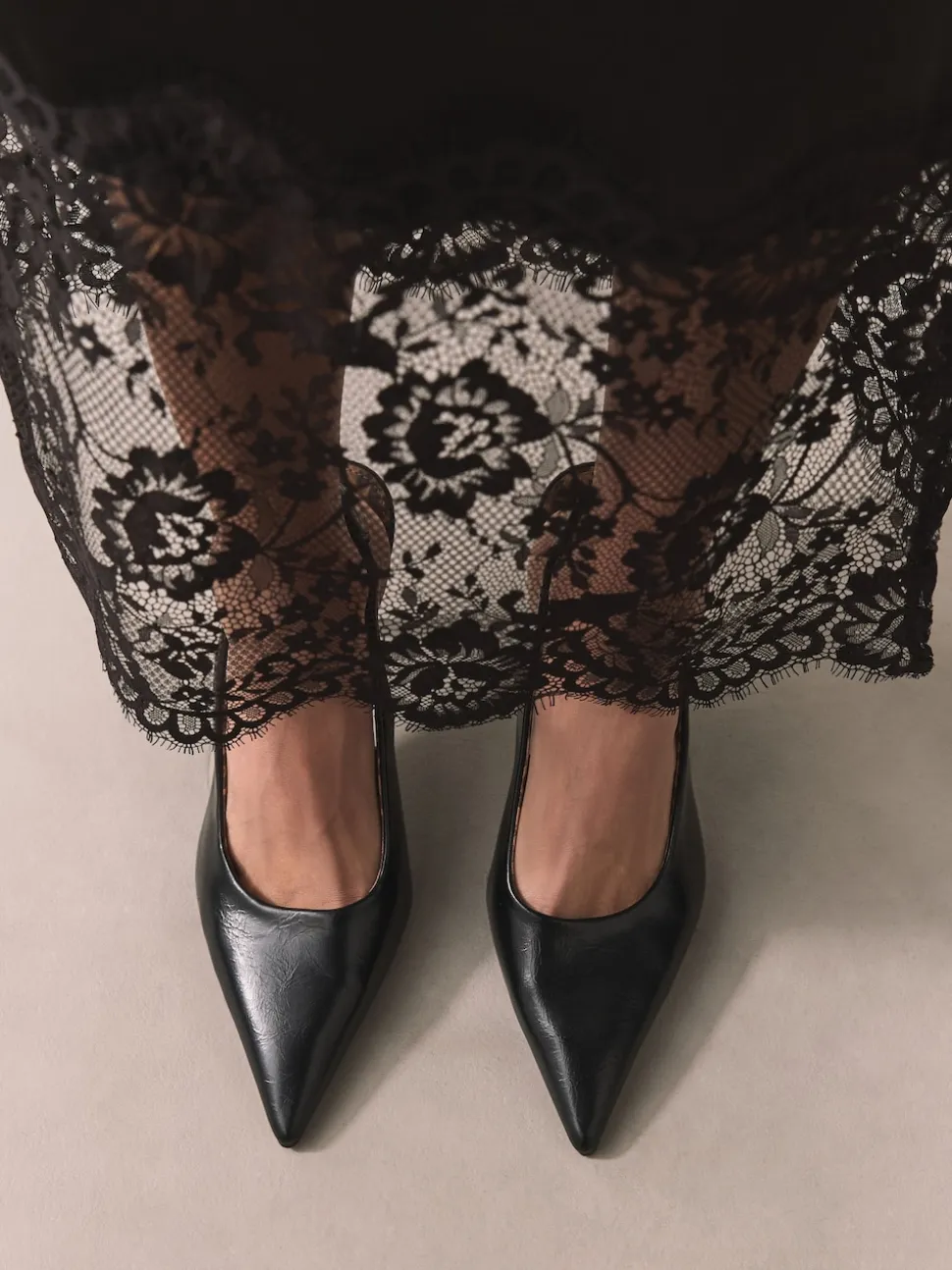 Black Forever Comfort® Point Toe Slingback Heels