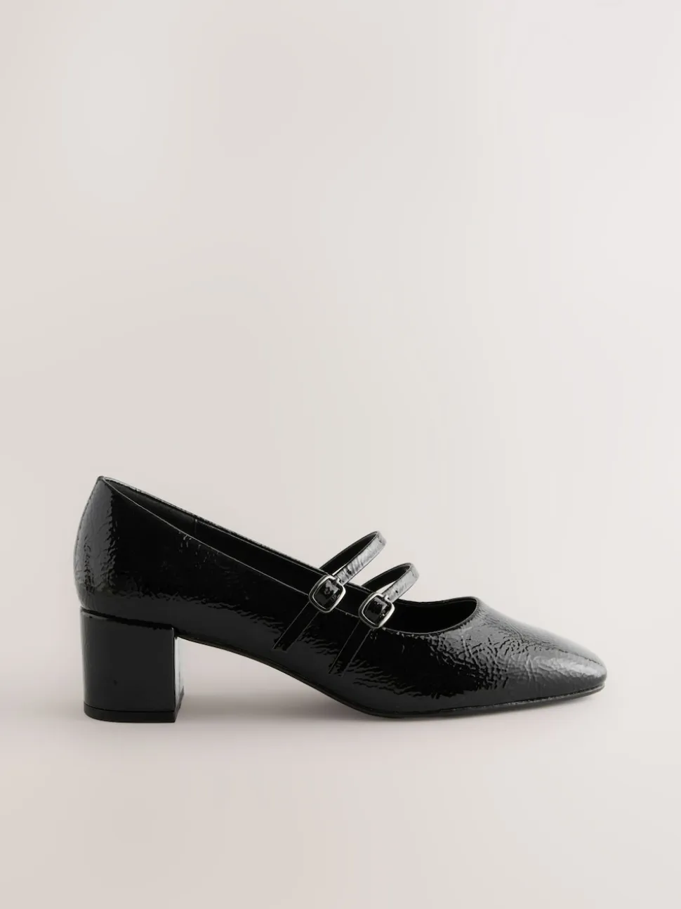 Black Forever Comfort® Round Toe Mary Jane Block Heels