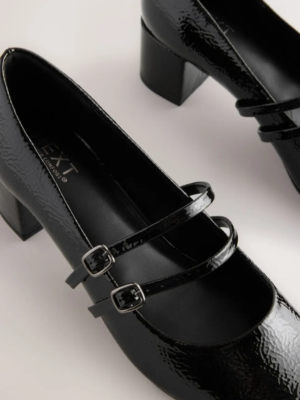 Black Forever Comfort® Round Toe Mary Jane Block Heels