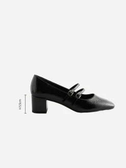Black Forever Comfort® Round Toe Mary Jane Block Heels