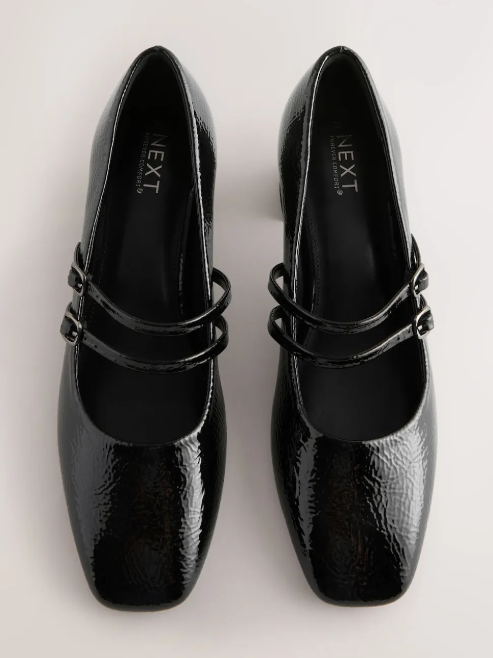 Black Forever Comfort® Round Toe Mary Jane Block Heels