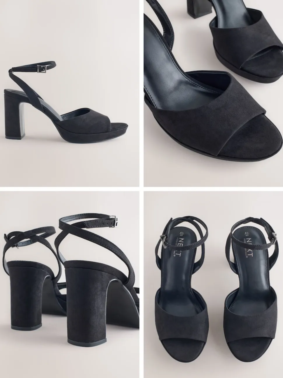 Black Forever Comfort® Round Toe Platform Heeled Sandals