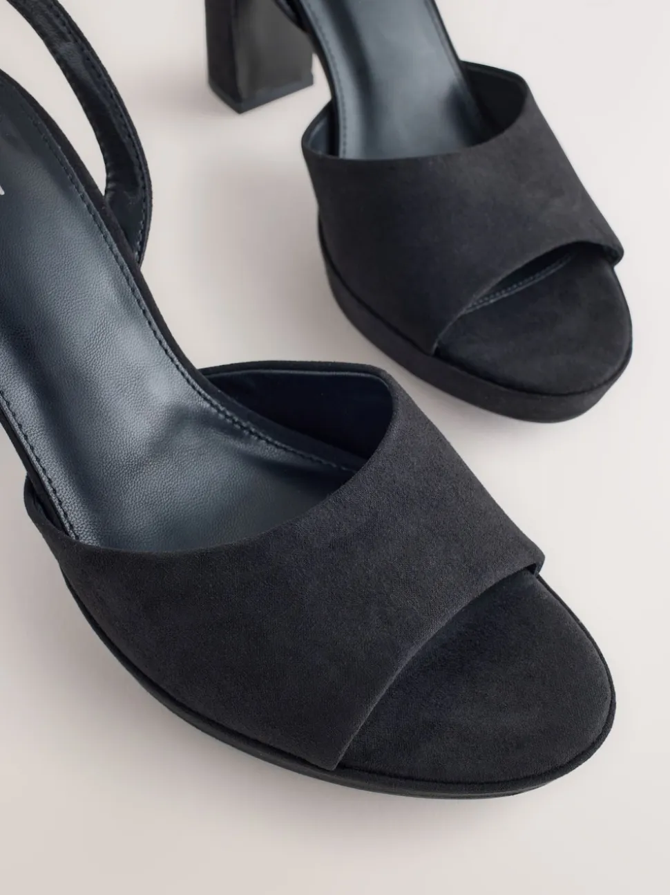 Black Forever Comfort® Round Toe Platform Heeled Sandals