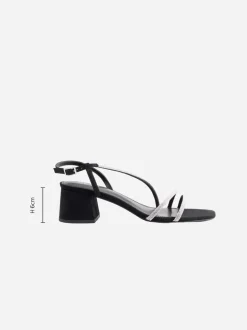 Black Forever Comfort Square Toe Jewelled Strappy Block Heeled Sandals