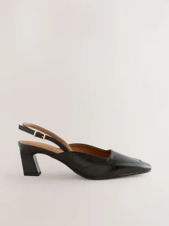 Black Forever Comfort® Square Toe Slingback Heels