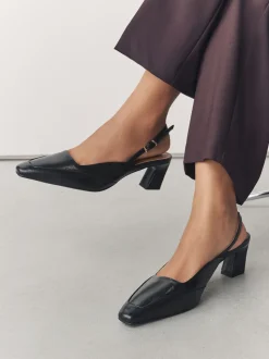 Black Forever Comfort® Square Toe Slingback Heels