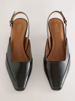 Black Forever Comfort® Square Toe Slingback Heels