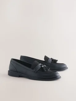 Black Forever Comfort Tassel Round Toe Loafers
