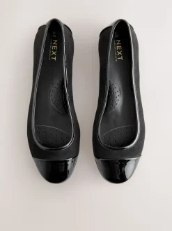 Black Forever Comfort® Toe Cap Ballerina Shoes