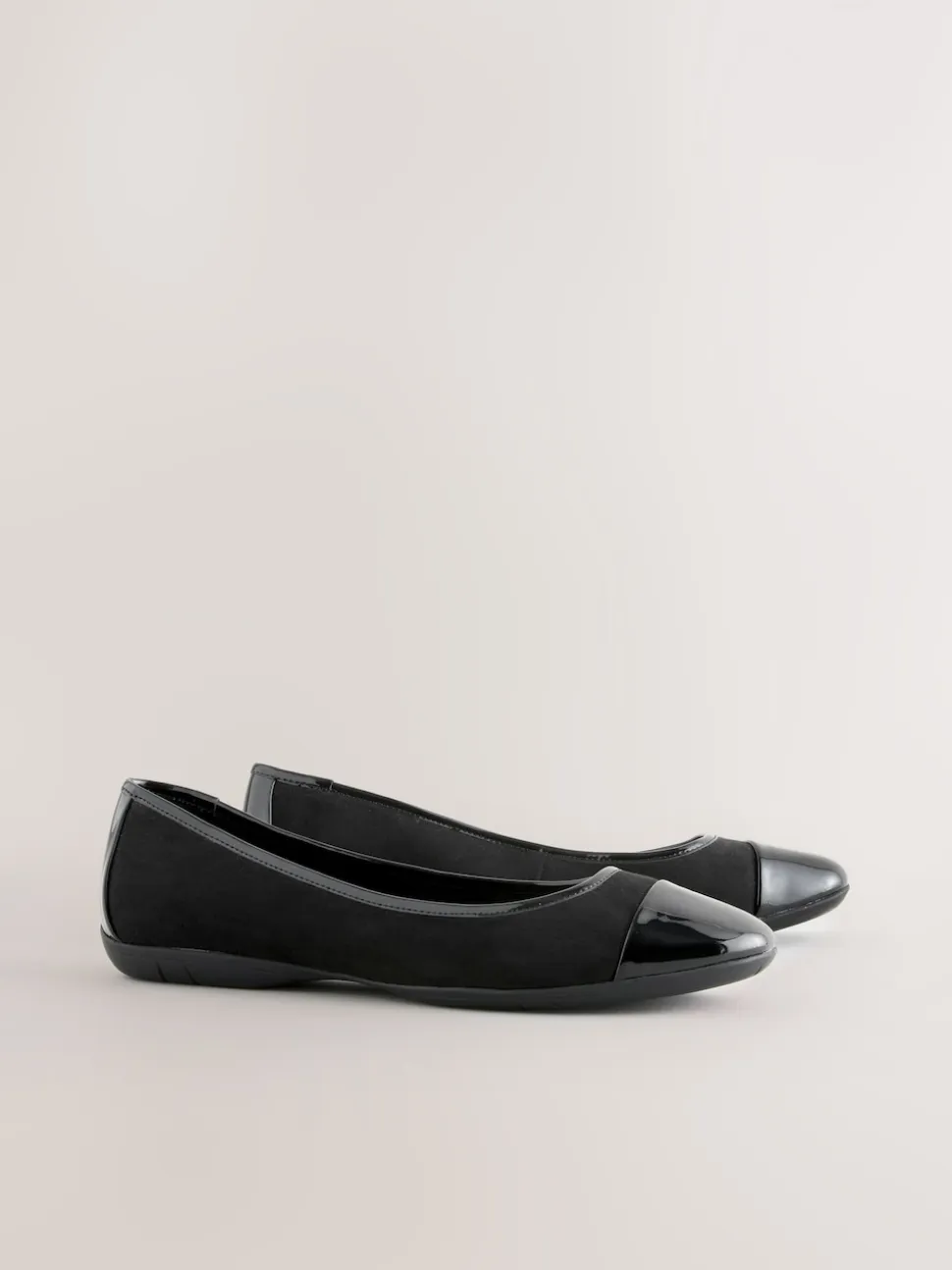 Black Forever Comfort® Toe Cap Ballerina Shoes
