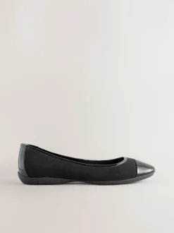 Black Forever Comfort® Toe Cap Ballerina Shoes