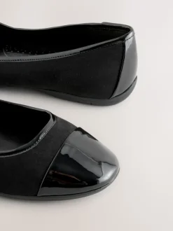 Black Forever Comfort® Toe Cap Ballerina Shoes