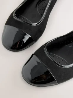 Black Forever Comfort® Toe Cap Ballerina Shoes