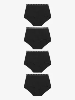 Black Full Brief Cotton Logo Knickers 4 Pack