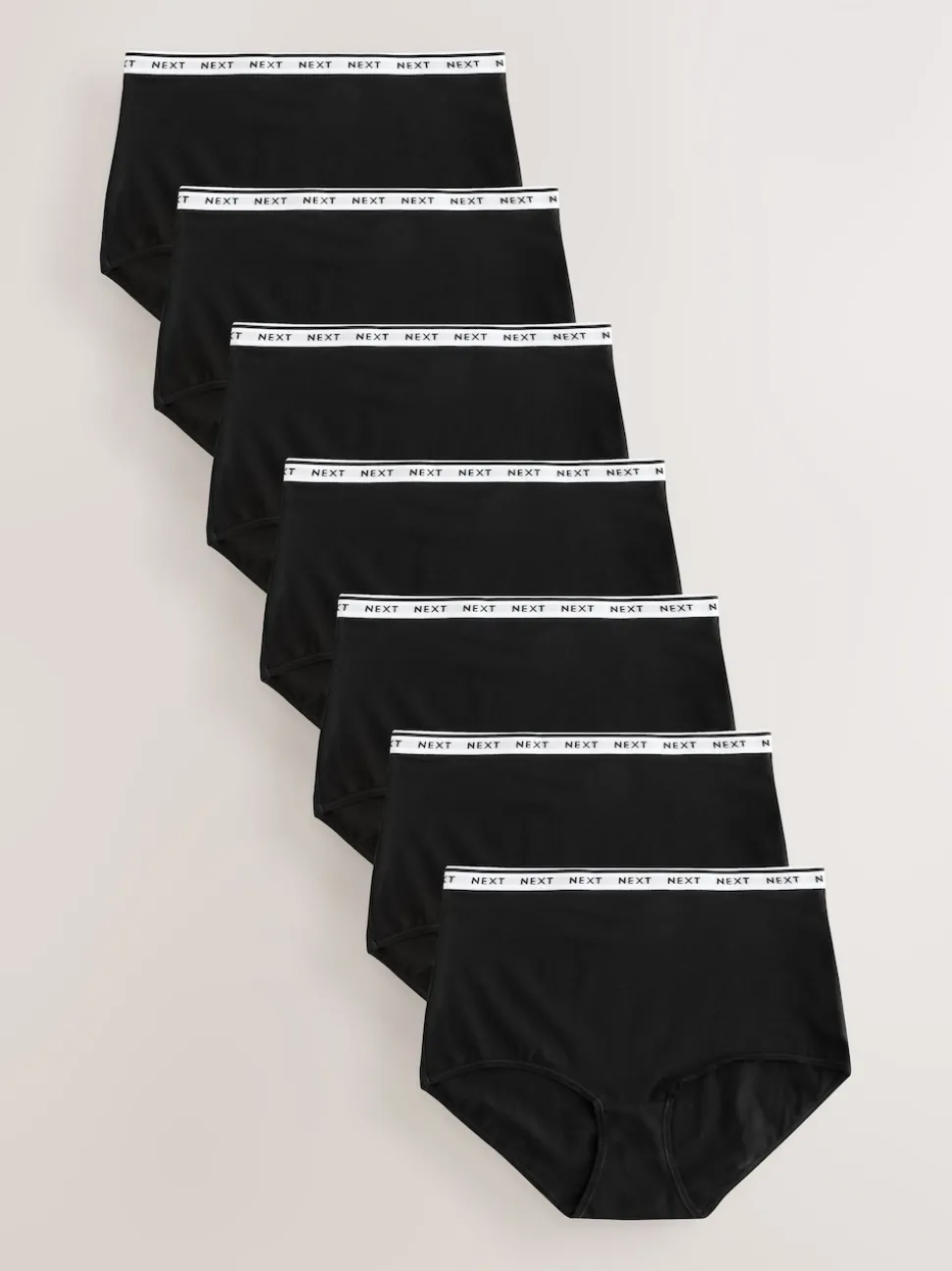 Black Full Brief Cotton Logo Knickers 7 Pack