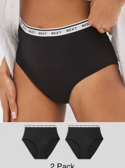 Black Full Brief Heavy Flow Period Knickers 2 Pack