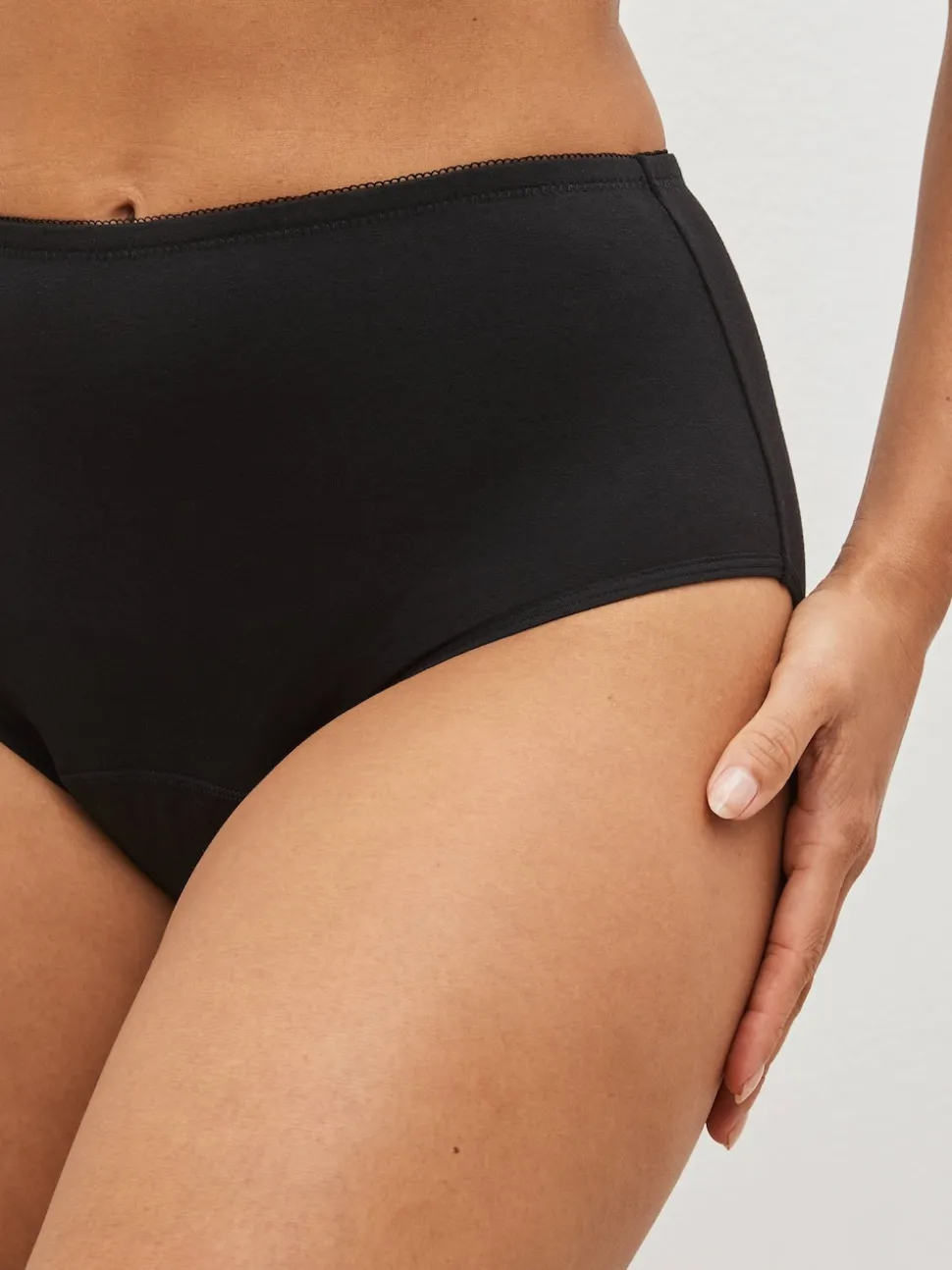 Black Full Brief Medium Flow Cotton Period Knickers