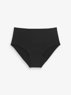 Black Full Brief Medium Flow Cotton Period Knickers