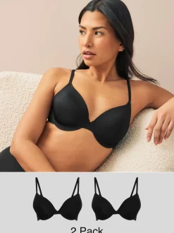 Black Full Cup A-E Smoothing Ultimate Comfort Bras 2 Pack