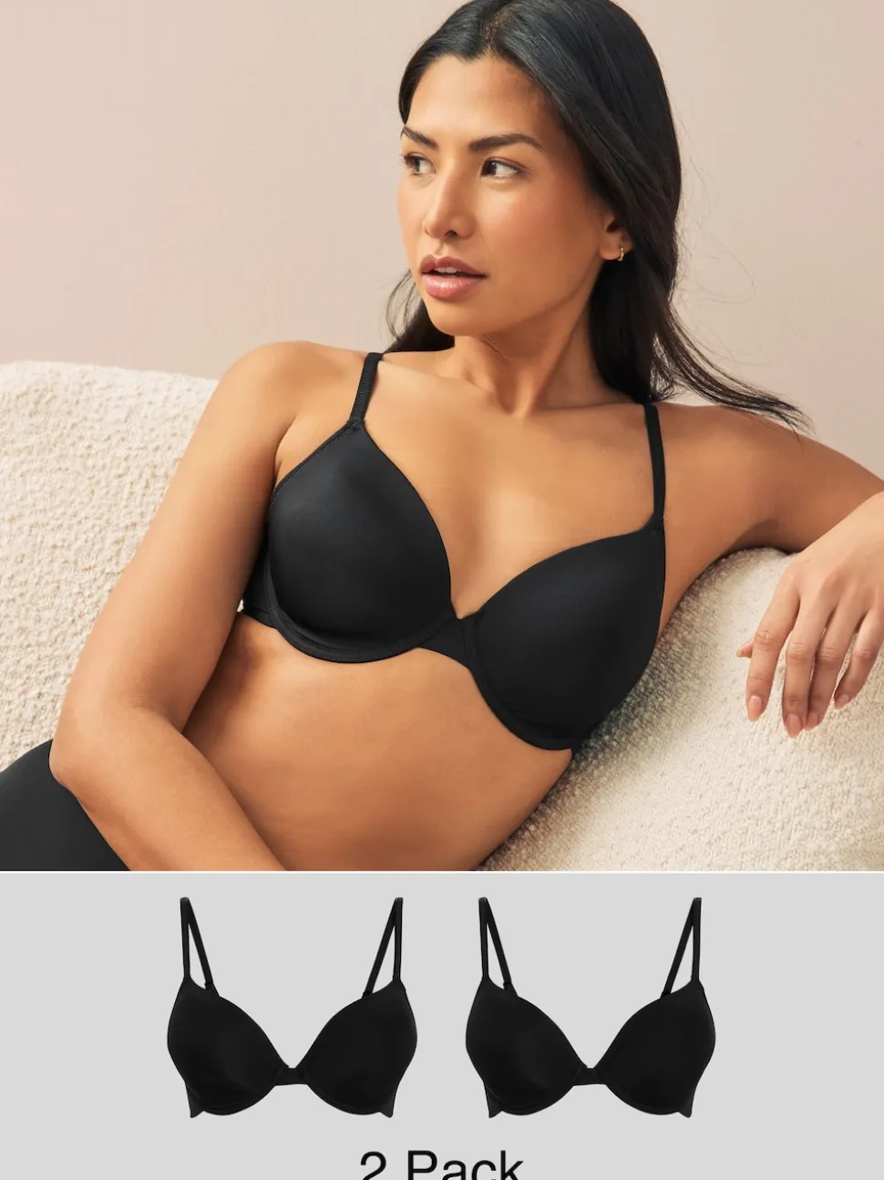 Black Full Cup A-E Smoothing Ultimate Comfort Bras 2 Pack