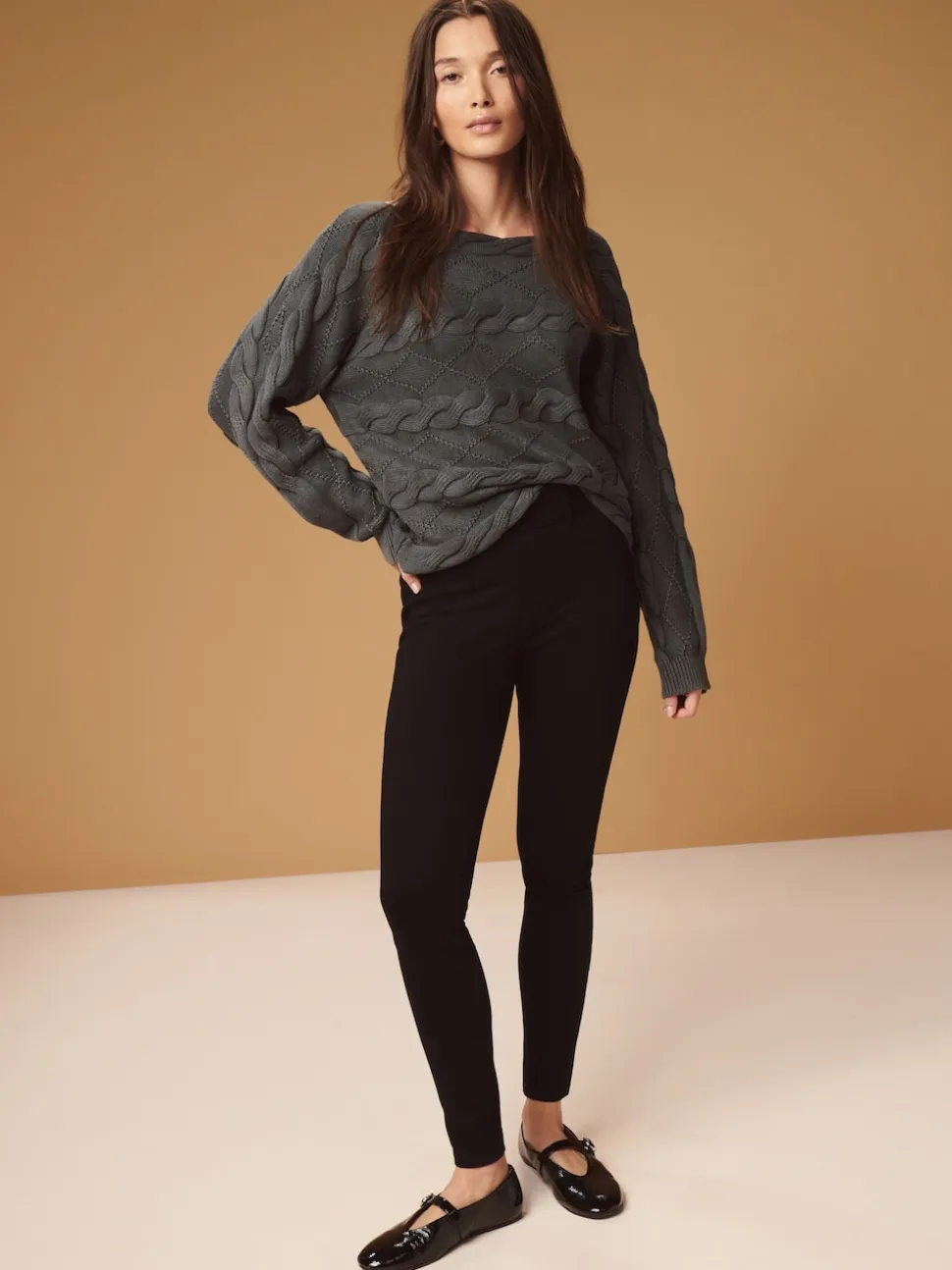 Black Full Length Jersey Denim Leggings
