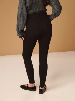 Black Full Length Jersey Denim Leggings