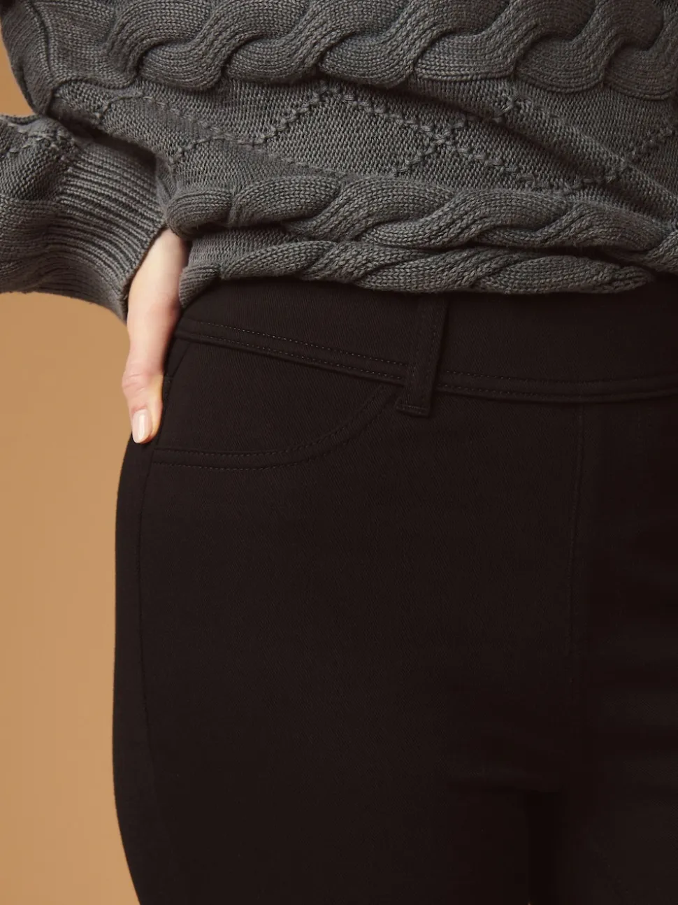 Black Full Length Jersey Denim Leggings