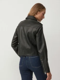 Black Fuller Bust Faux Leather Biker Jacket