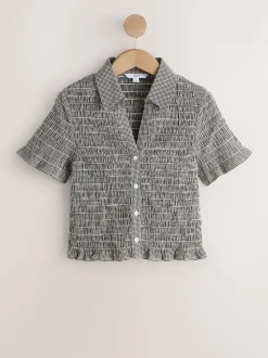Black Gingham Short Sleeved Shirt