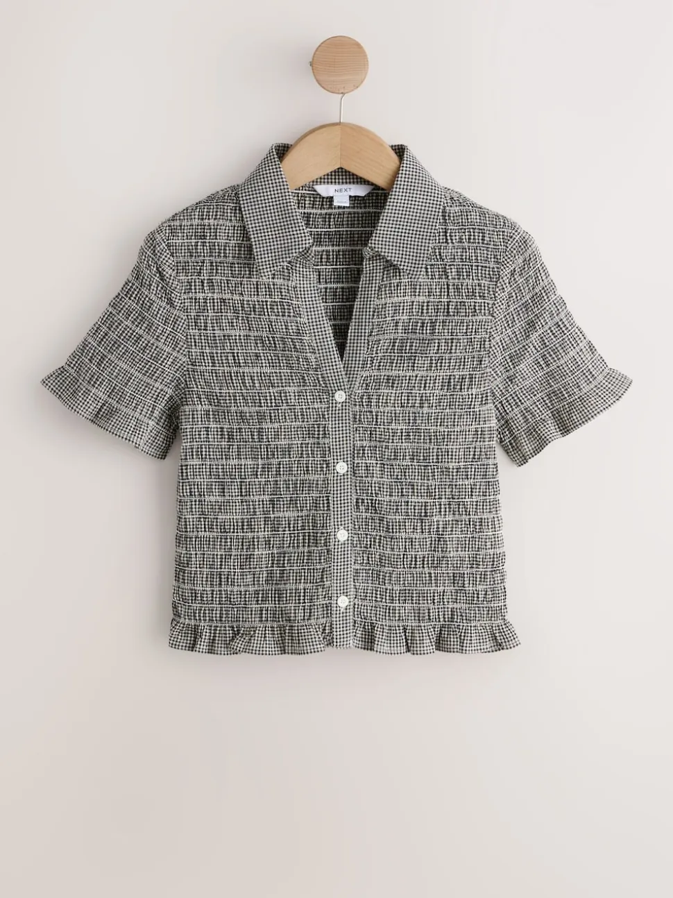 Black Gingham Short Sleeved Shirt