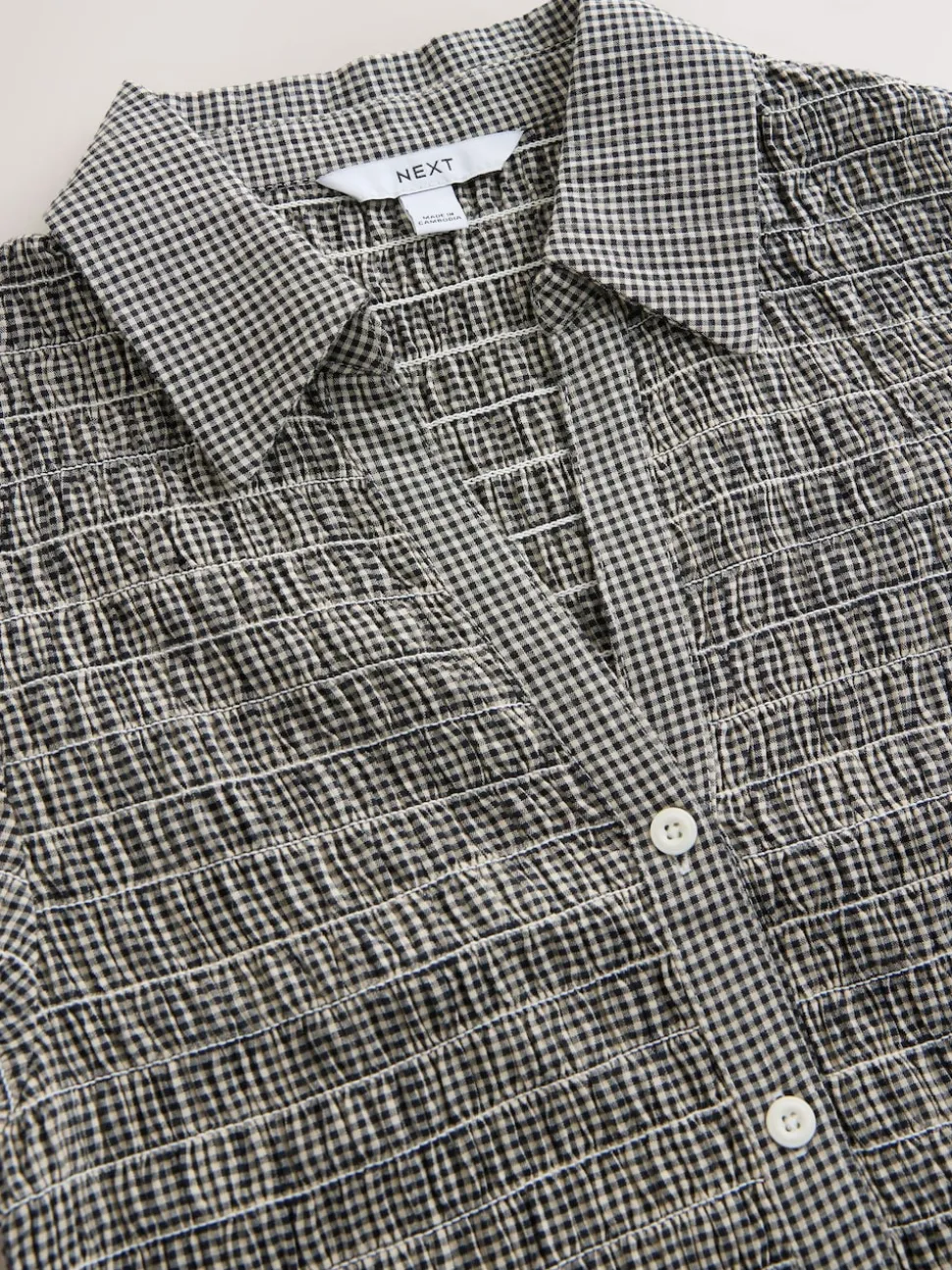 Black Gingham Short Sleeved Shirt