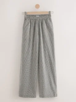 Black Gingham Wide Leg Trousers