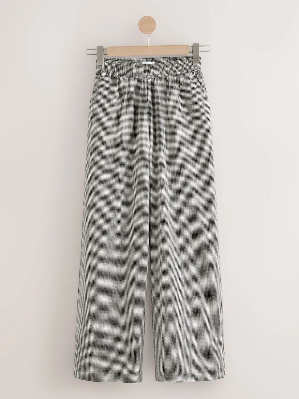 Black Gingham Wide Leg Trousers