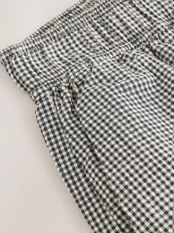Black Gingham Wide Leg Trousers