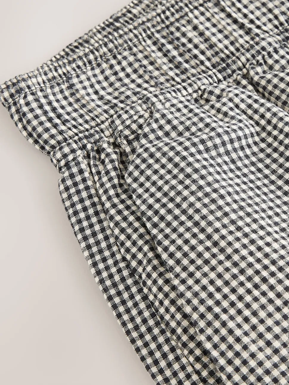 Black Gingham Wide Leg Trousers