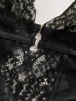 Black Glamour Crotchless Bodysuit