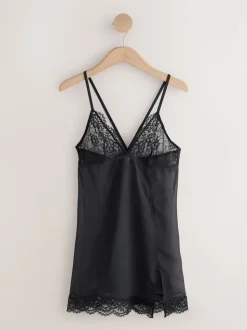 Black Glamour Lace Slip Dress