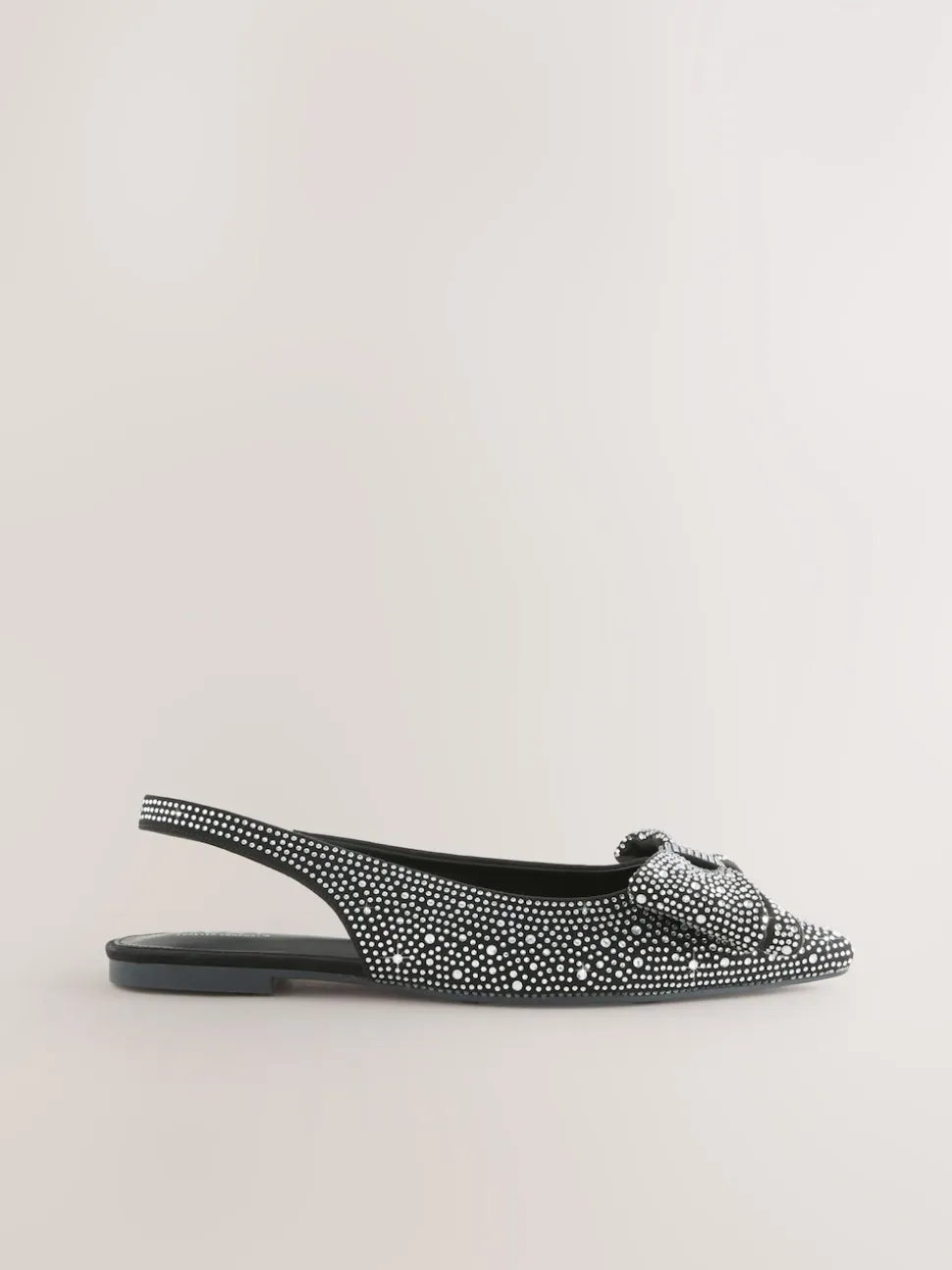 Black Heatseal Forever Comfort® Point Toe Bow Slingback Flat Shoes