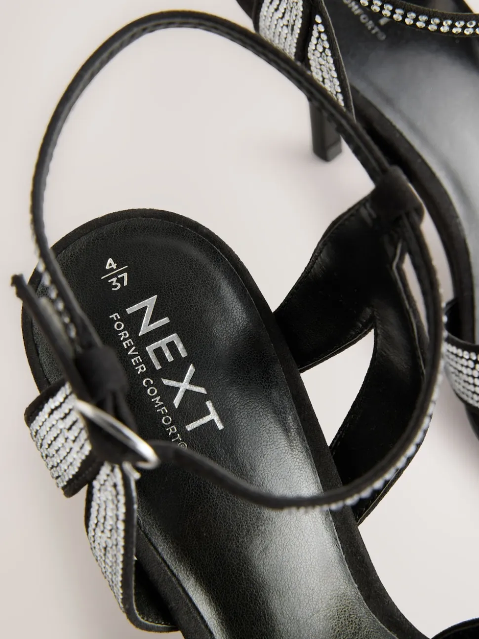 Black Heatseal Forever Comfort® Leather Lattice Front Heeled Sandals