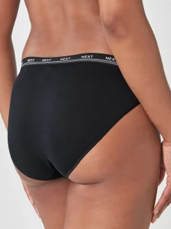 Black High Leg Cotton Logo Knickers 4 Pack
