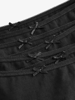 Black High Leg Cotton Rich Knickers 7 Pack