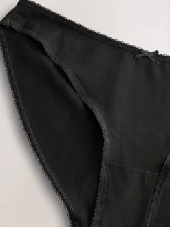 Black High Leg Cotton Rich Knickers 5 Pack