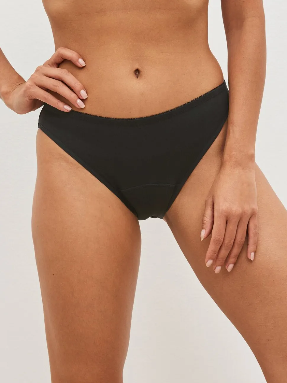 Black High Leg Full Brief Medium Flow Cotton Period Knickers 3 Pack
