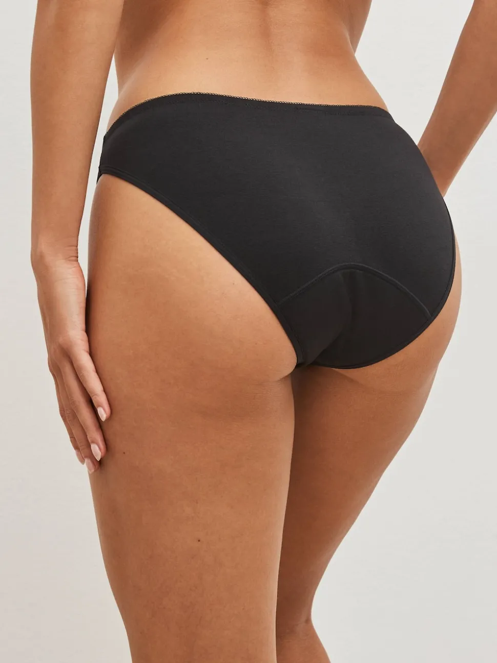 Black High Leg Full Brief Medium Flow Cotton Period Knickers 3 Pack