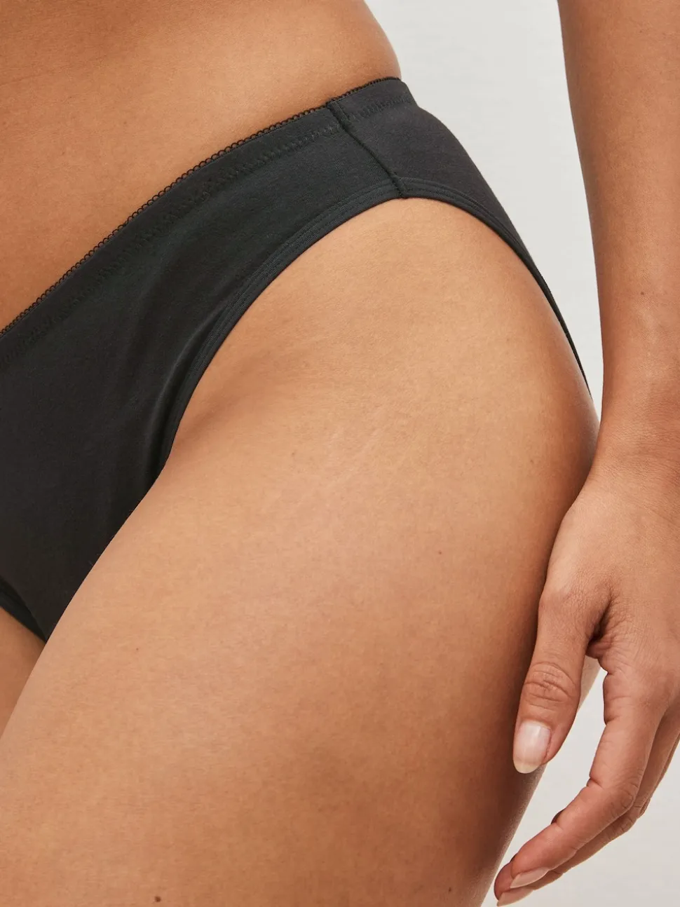 Black High Leg Full Brief Medium Flow Cotton Period Knickers 3 Pack