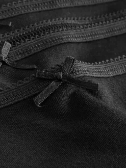 Black High Leg Full Briefs Cotton Knickers 10 Pack