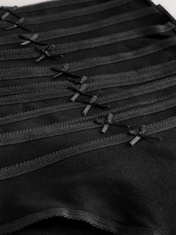 Black High Leg Full Briefs Cotton Knickers 10 Pack