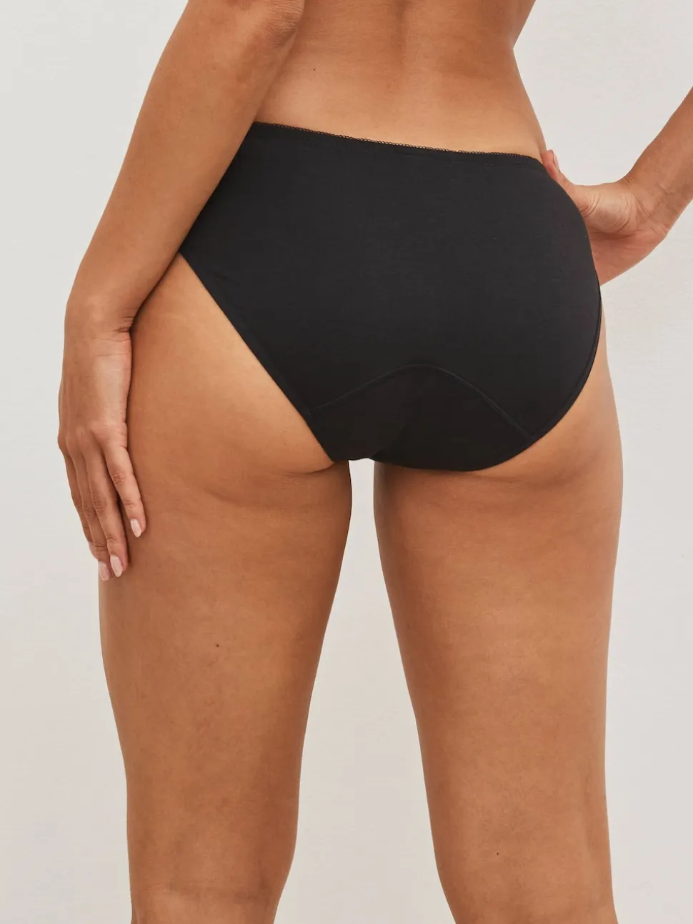 Black High Leg Medium Flow Cotton Period Knickers