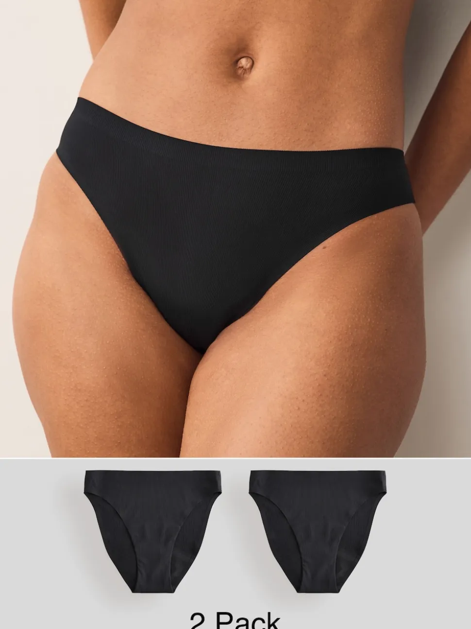 Black High Leg No VPL Period Knickers 2 Pack