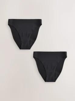 Black High Leg No VPL Period Knickers 2 Pack